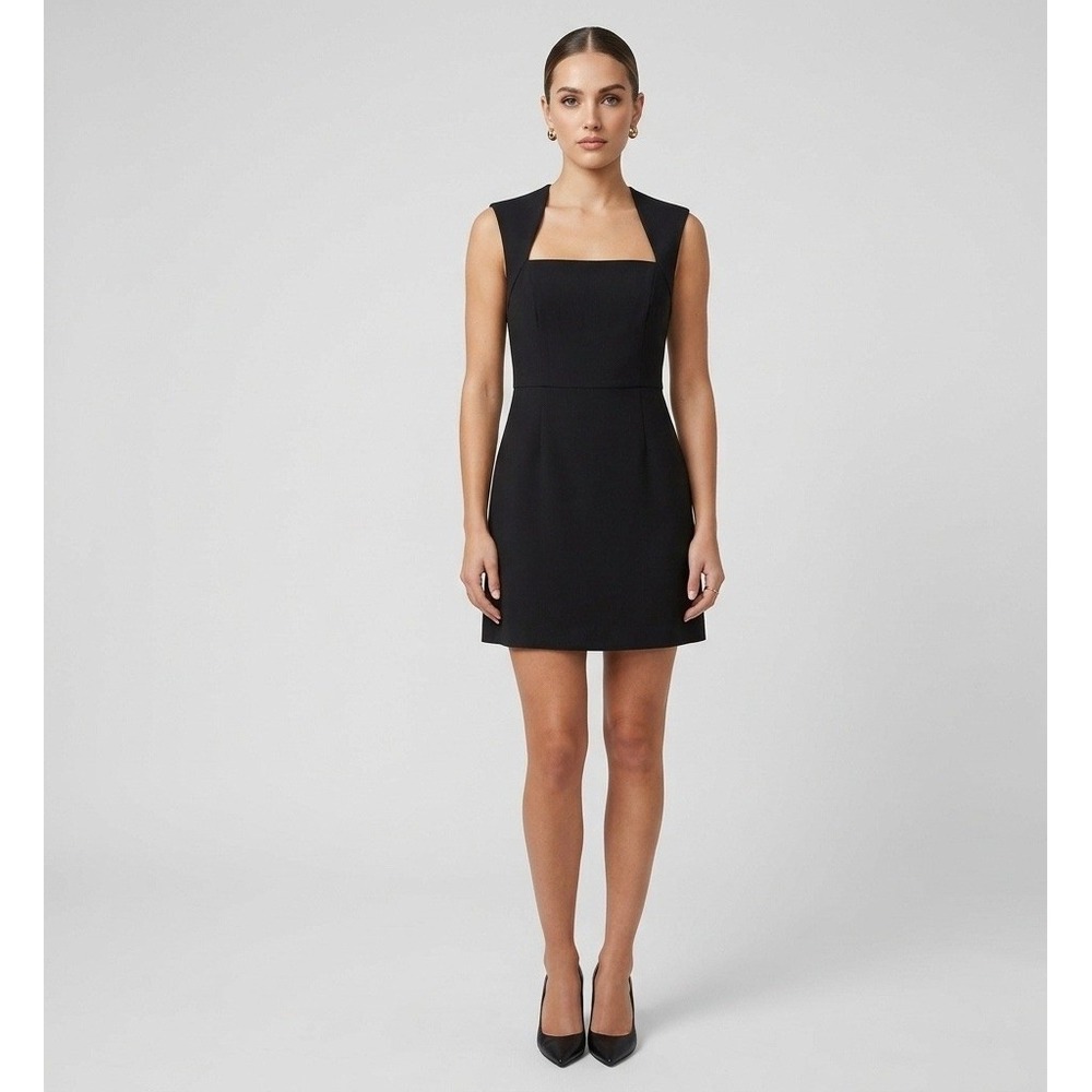 French Connection Whisper Ruth Black Square Neck Mini Dress 71RES Size 12 NEW